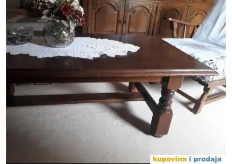 Sto za dnevni boravak puno drvo, Slavonski hrast kao nov - 3/4