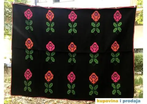 Etno ručni rad - ćilim / vuneni prekrivač sa dva lica (195 x 150cm) - 1/3