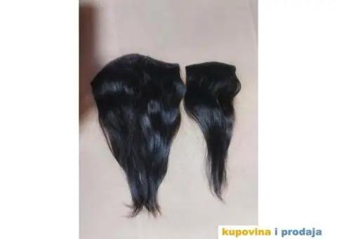 Crna nadogradnja, prirodna kosa iz dva dela na klipse. U odlicnom stanju, pegla se, uvija, apsolutno