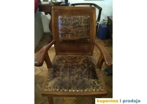 Unikatna Art Deco stolica- krokodil koza - 1/4