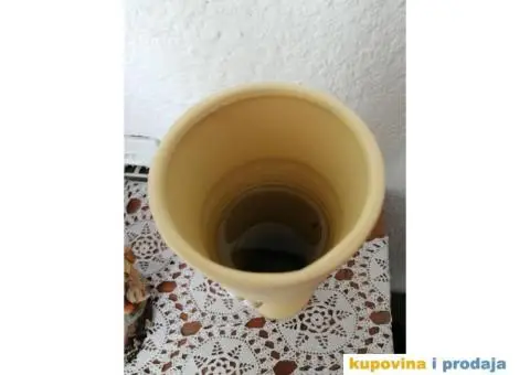 Vaza od gline sa belim cvetom, žuta visoka - 6/11