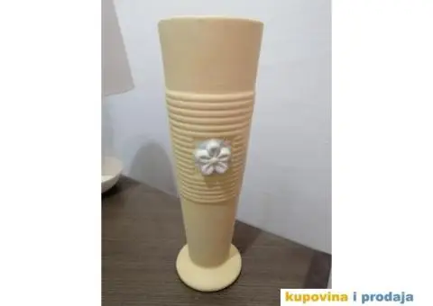 Vaza od gline sa belim cvetom, žuta visoka - 9/11