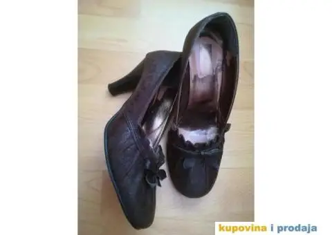 Cipele vel 37, izvrnuta koža braon boje - 1/11