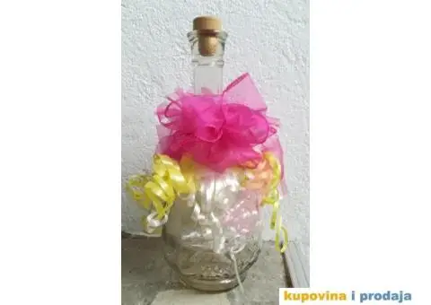 Staklena flaša ukrašena za svadbu - 3/9