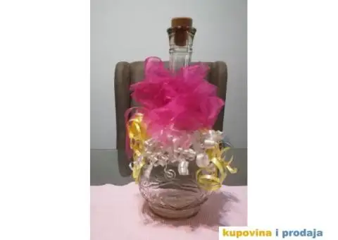 Staklena flaša ukrašena za svadbu - 5/9
