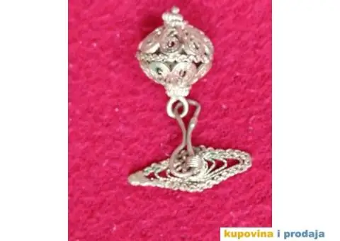 Savrseno ocuvano! Staro Srebro filigran dugmad za kosulju - 1/4