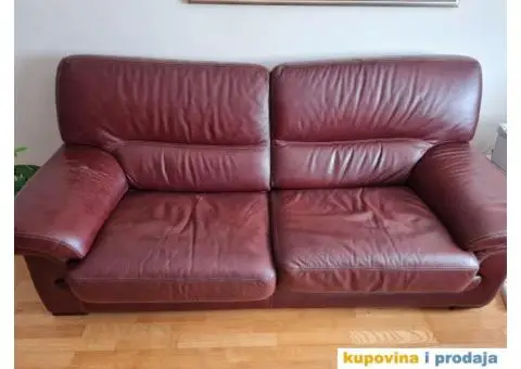 Kožni trosed sa mehanizmom, dvosed i fotelja - 2/7