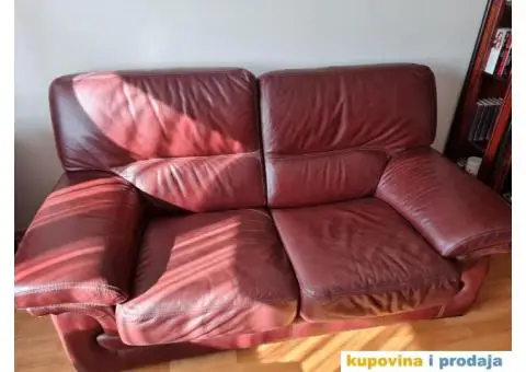 Kožni trosed sa mehanizmom, dvosed i fotelja - 4/7