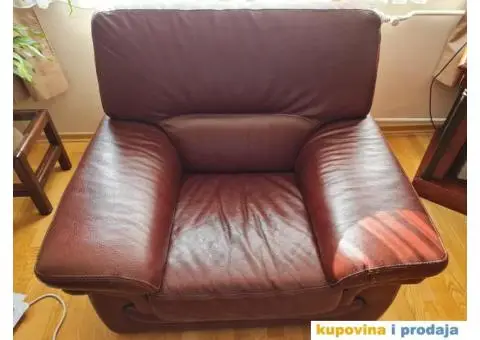 Kožni trosed sa mehanizmom, dvosed i fotelja - 6/7