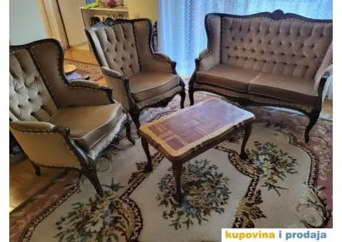 Stilski namestaj: dvosed, dve fotelje i sto - 1/6