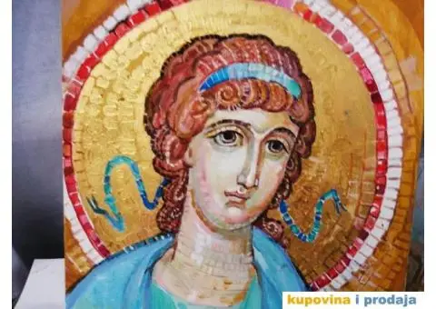 Drevni Anđeo,platno,tempera 25 x 25cm!