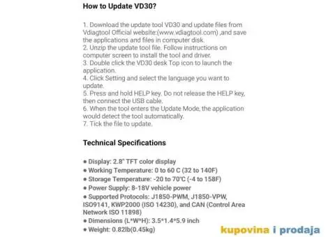 NOVO - VDIAGTOOL VD30 OBD2, OBDII EOBD Auto Dijagnostika - 12/15
