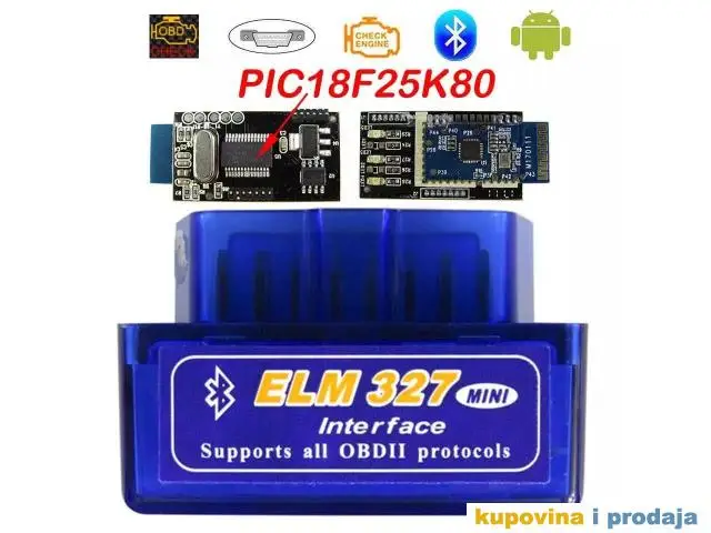 V1.5 Mini Bluetooth ELM 327 PIC18F25K80 OBD2 Dijagnosti - 1