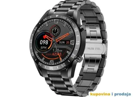 Lige Bluetooth Smart Watch - Crna Metalna Narukvica - 1/14