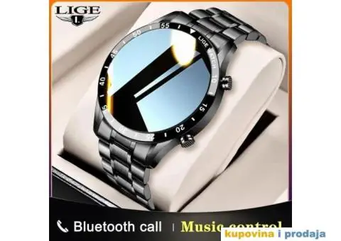 Lige Bluetooth Smart Watch - Crna Metalna Narukvica - 2/14