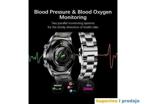 Lige Bluetooth Smart Watch - Crna Metalna Narukvica - 8/14