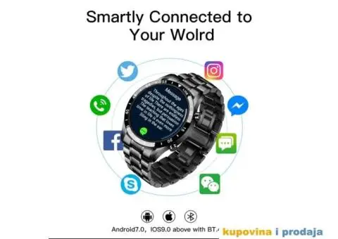 Lige Bluetooth Smart Watch - Crna Metalna Narukvica - 11/14