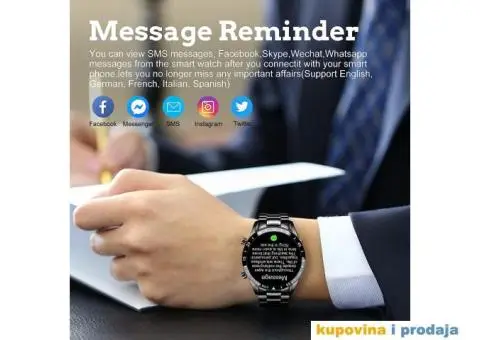 Lige Bluetooth Smart Watch - Crna Metalna Narukvica - 12/14