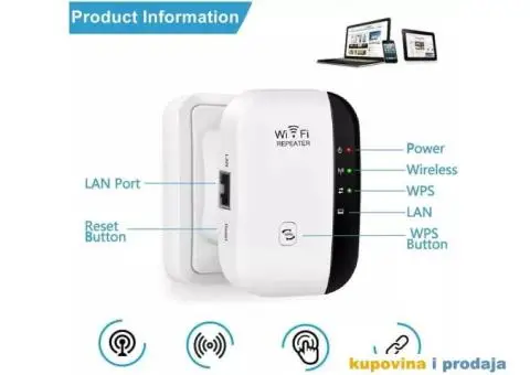 WIFI pojačivač signala WIFI repeater Wifi Ruter 300mps - 10/15