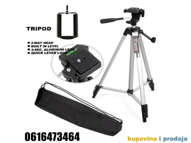 Tripod / Stativ 135 cm Torba i Držač za mobilni telefon - 1