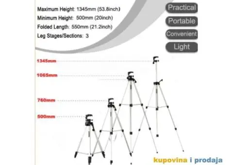 Tripod / Stativ 135 cm Torba i Držač za mobilni telefon - 7/15
