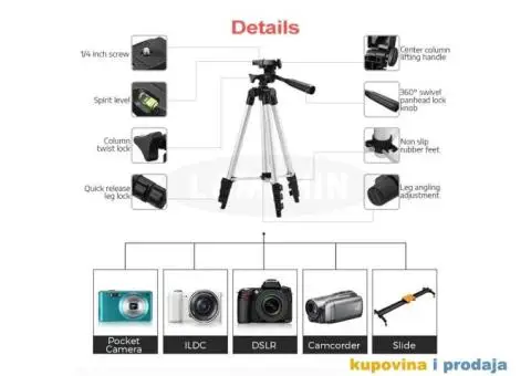 Stativ 105cm + Drzac za telefon + Torba - 5/15
