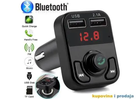 V2 Bluetooth Auto Car Kit USB punjač MP3 Handsfree FM - 1/15