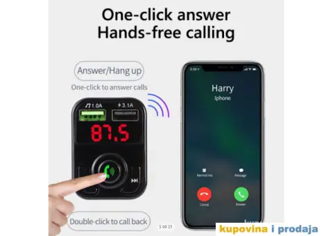 V2 Bluetooth Auto Car Kit USB punjač MP3 Handsfree FM - 2/15