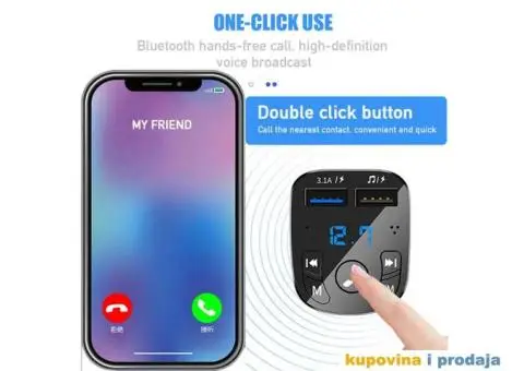 Bluetooth FM Transmiter, HandsFree, MP3, SD, 3.1A Brzi Punjac - 2/13