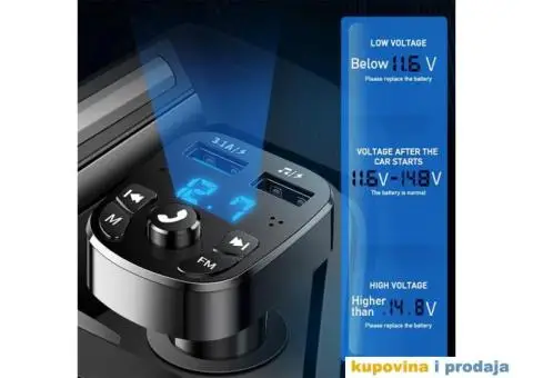 Bluetooth FM Transmiter, HandsFree, MP3, SD, 3.1A Brzi Punjac - 7/13