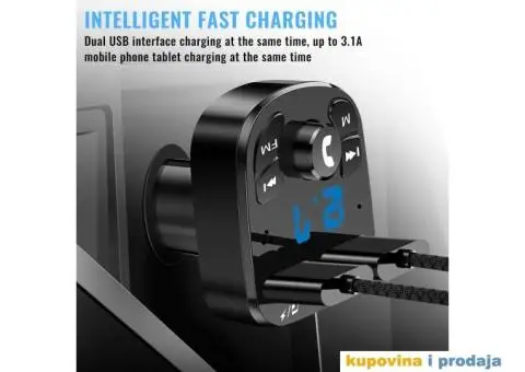 Bluetooth FM Transmiter, HandsFree, MP3, SD, 3.1A Brzi Punjac - 10/13