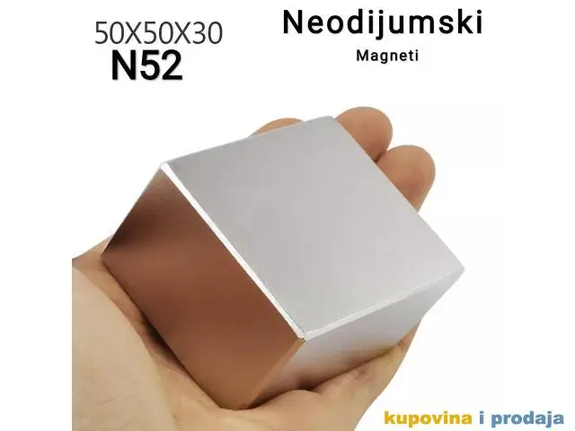 50x50x30mm N52 Neodijumski Bolk Magneti - 1