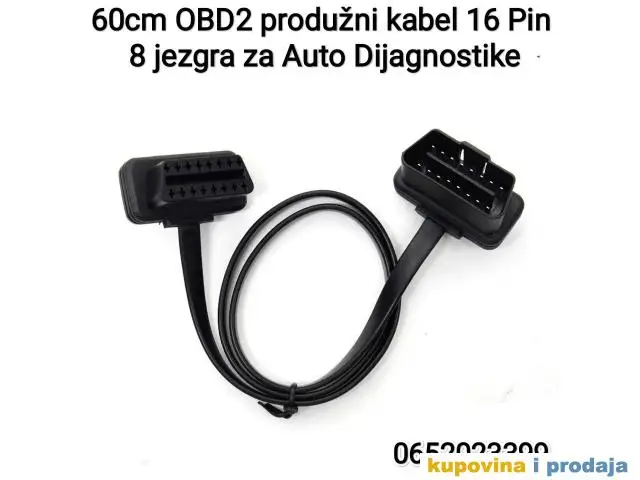 OBD2 produžni kabel 16 Pina, 8 jezgra za ELM Auto Dijag - 1