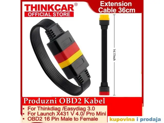 OBDII produžni kabel 36 cm za Thinkcar - 1