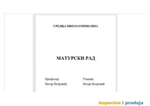 Maturski radovi za srednje škole i gimnazije - 2/2