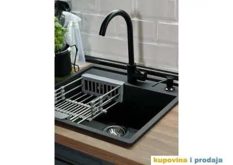 Komplet granitne sudopera sa slavinom,dozerom,sifonom i rešetkom - 1/5