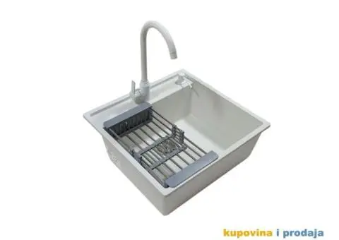 Komplet granitne sudopera sa slavinom,dozerom,sifonom i rešetkom - 3/5