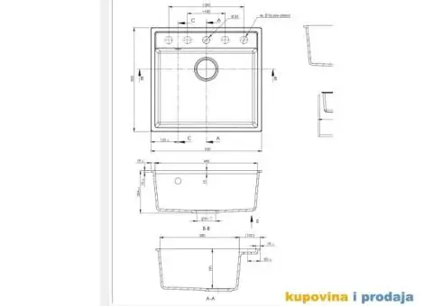 Komplet granitne sudopera sa slavinom,dozerom,sifonom i rešetkom - 5/5