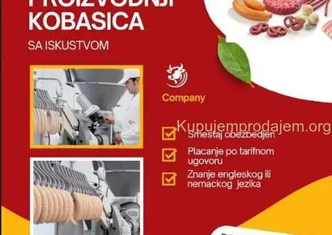 Posao u Nemackoj-mesarski pomocnik sa iskustvom u pravljenju kobasica