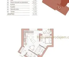 Centar, Dalmatinska, 55,48m2 novogradnja