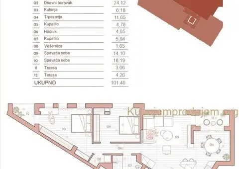 Centar, Dalmatinska, 3.0, 101,40m2 novogradnja - 1/10