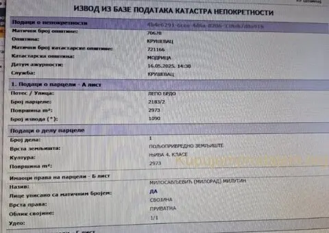 Prodajem plac Modrica-Krusevac - 11/11