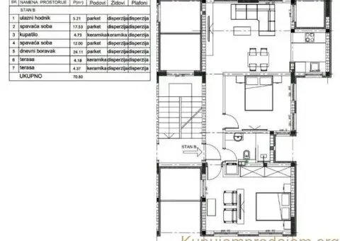 Ledine-novogradnja! Stan 70m2+70m2 terasa/dvoriste - 9/9