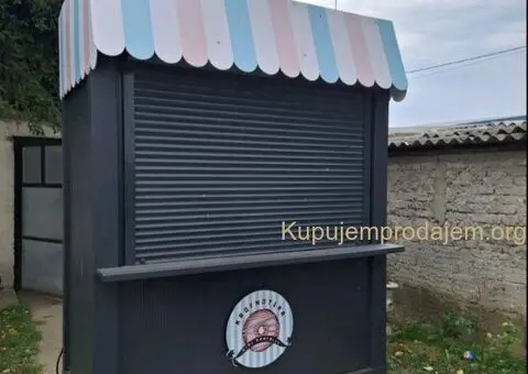 Na prodaju, kiosk/tezga  lo 200e  +struja 200e  +100e atest  + police 130e +roletna 150e +imitacija - 2/2