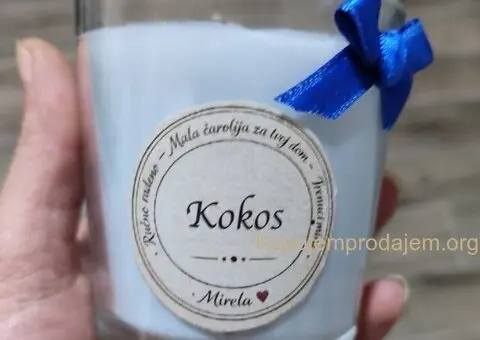 Ručno rađena mirisna sveća od soja-kokos voska