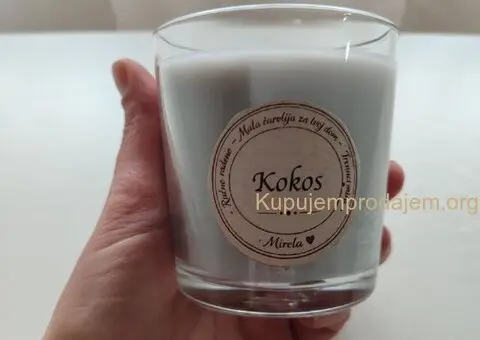 Ručno rađena mirisna sveća od soja-kokos voska