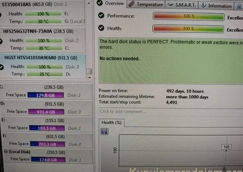 1TB HGST /500GB Toshiba / 500GB Seagate / 100% Health
